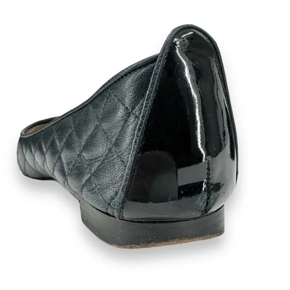 Manolo Blahnik Navy &amp; Black Quilted Ballet Flats sz 37.5