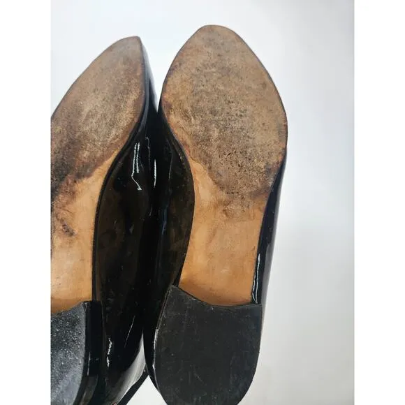 Manolo Blahnik Womens Classic Black Patent Leather Ballet Flat Italy Size 35