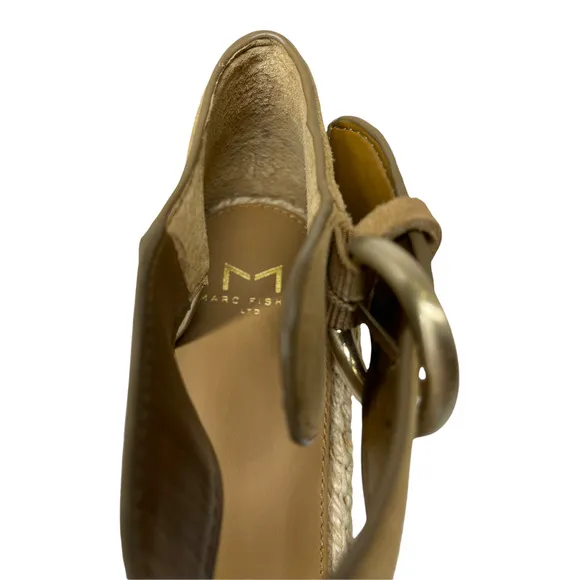 Marc Fisher Adalla‎ Basketweave Suede Platform Wedge Sandals Size in Mink 9.5