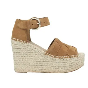 Marc Fisher Adalla‎ Basketweave Suede Platform Wedge Sandals Size in Mink 9.5