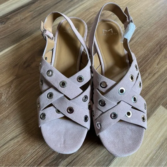 Marc Fisher Bloom Platform Sandals - Pink Natural Suede - Size 10. Nw/o box