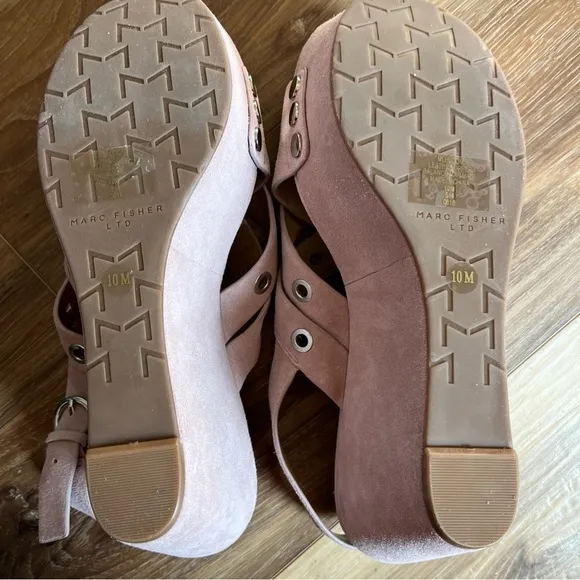 Marc Fisher Bloom Platform Sandals - Pink Natural Suede - Size 10. Nw/o box