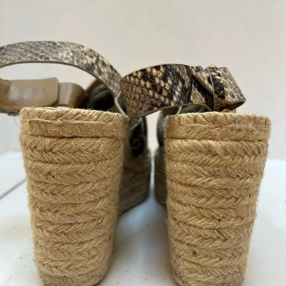 Marc Fisher Espadrille Snake Print Platform Wedge Sandals Size 10