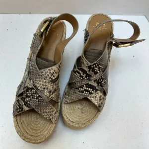 Marc Fisher Espadrille Snake Print Platform Wedge Sandals Size 10