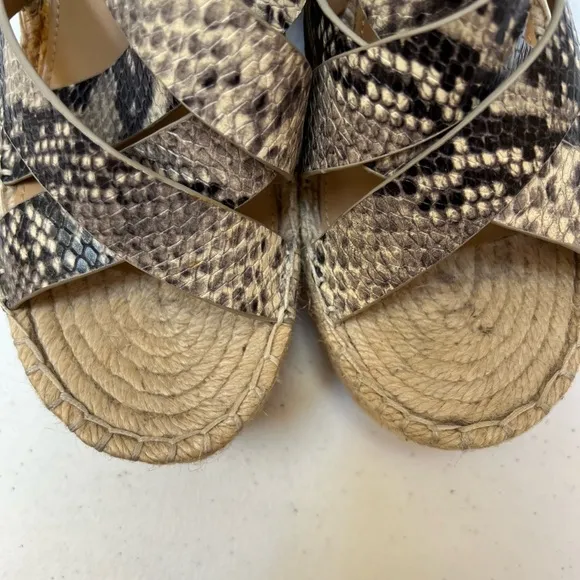 Marc Fisher Espadrille Snake Print Platform Wedge Sandals Size 10
