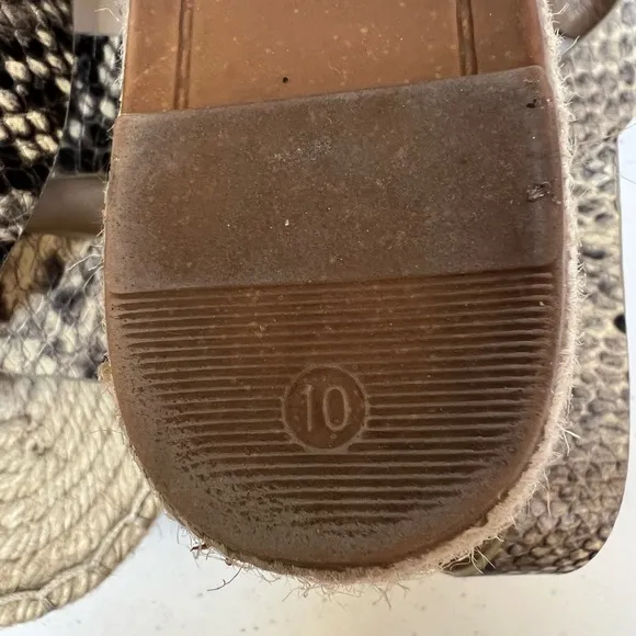 Marc Fisher Espadrille Snake Print Platform Wedge Sandals Size 10