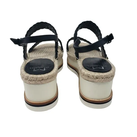 Marc Fisher Gabli Leather Braided Straps Platform Wedge Sandal Black Size 10 NEW