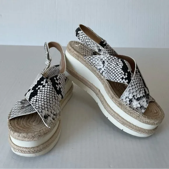 Marc Fisher Gandy Espadrille Size 9 M Womens Slingback Wedge Sandals Snakeskin