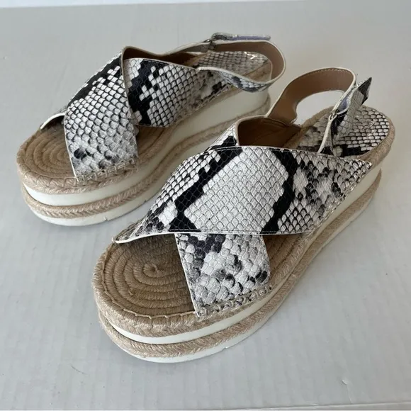 Marc Fisher Gandy Espadrille Size 9 M Womens Slingback Wedge Sandals Snakeskin