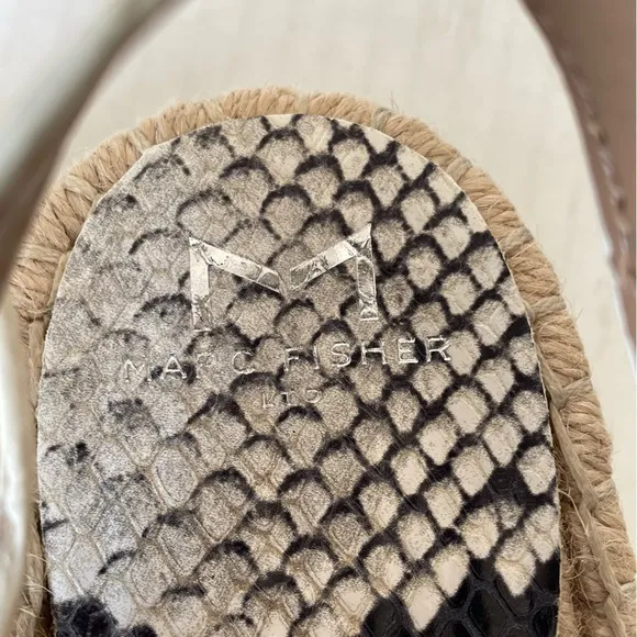 Marc Fisher Gandy Espadrille Size 9 M Womens Slingback Wedge Sandals Snakeskin