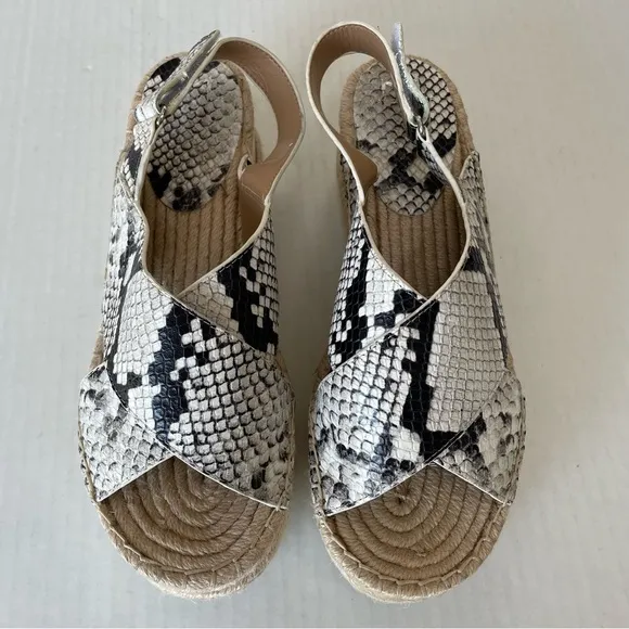 Marc Fisher Gandy Espadrille Size 9 M Womens Slingback Wedge Sandals Snakeskin