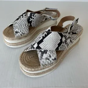 Marc Fisher Gandy Espadrille Size 9 M Womens Slingback Wedge Sandals Snakeskin