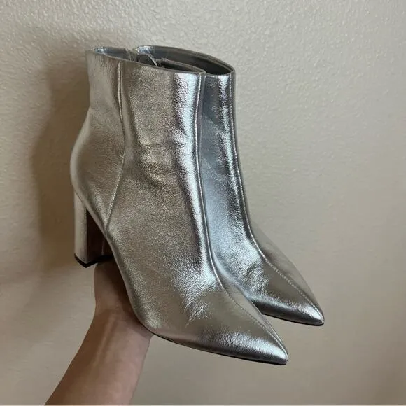 Marc Fisher Glorena silver pointed ankle boots booties NEW 8.5