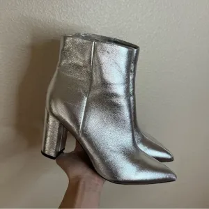 Marc Fisher Glorena silver pointed ankle boots booties NEW 8.5