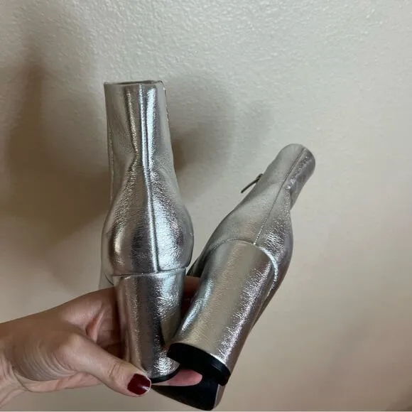 Marc Fisher Glorena silver pointed ankle boots booties NEW 8.5
