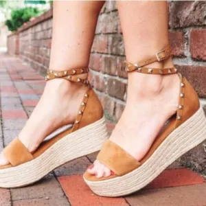 MARC Fisher Jazlyn Suede Espadrille Wedge Sandals Size 8