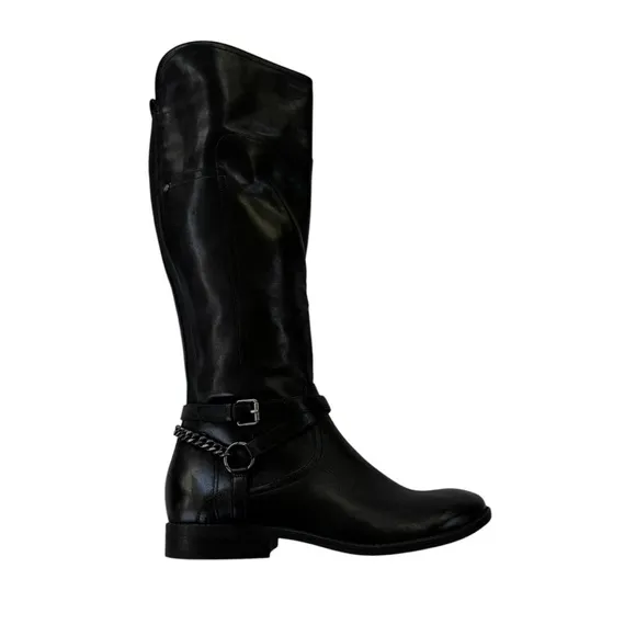 Marc Fisher Leather Alexis Black Riding Boot Size 9 WORN ONCE
