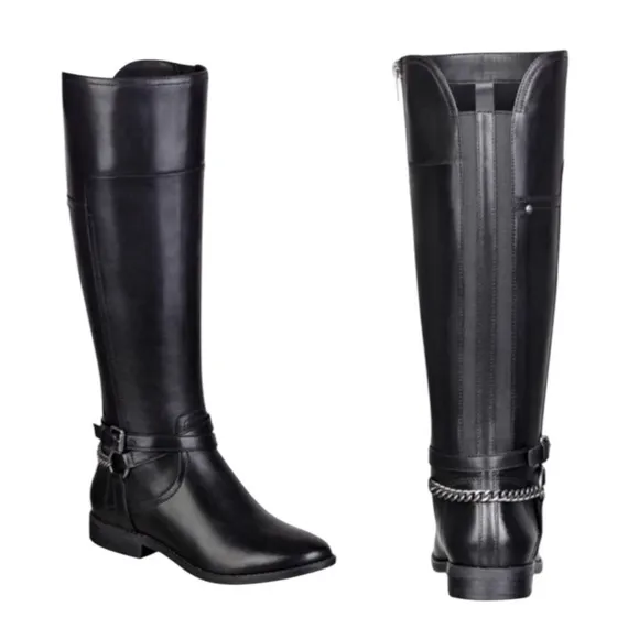 Marc Fisher Leather Alexis Black Riding Boot Size 9 WORN ONCE