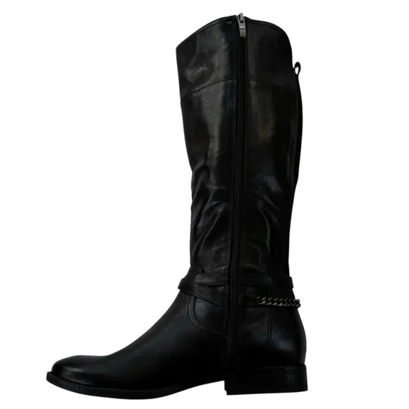 Marc Fisher Leather Alexis Black Riding Boot Size 9 WORN ONCE