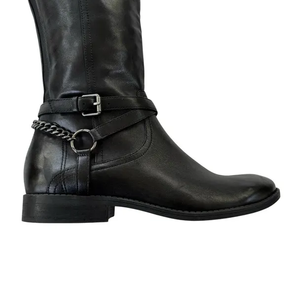Marc Fisher Leather Alexis Black Riding Boot Size 9 WORN ONCE