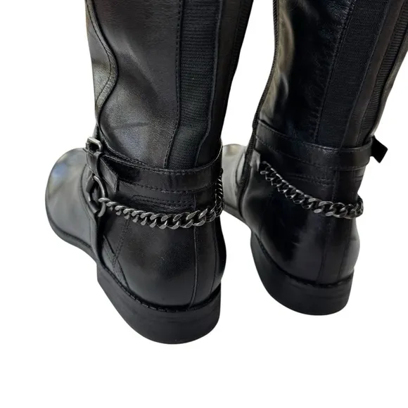 Marc Fisher Leather Alexis Black Riding Boot Size 9 WORN ONCE