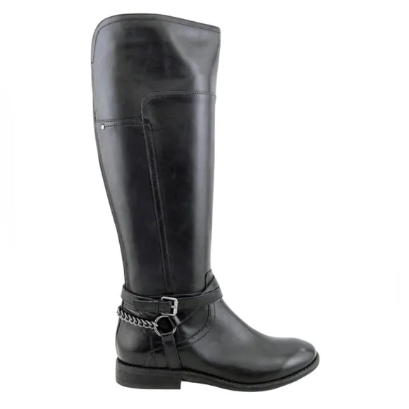 Marc Fisher Leather Alexis Black Riding Boot Size 9 WORN ONCE