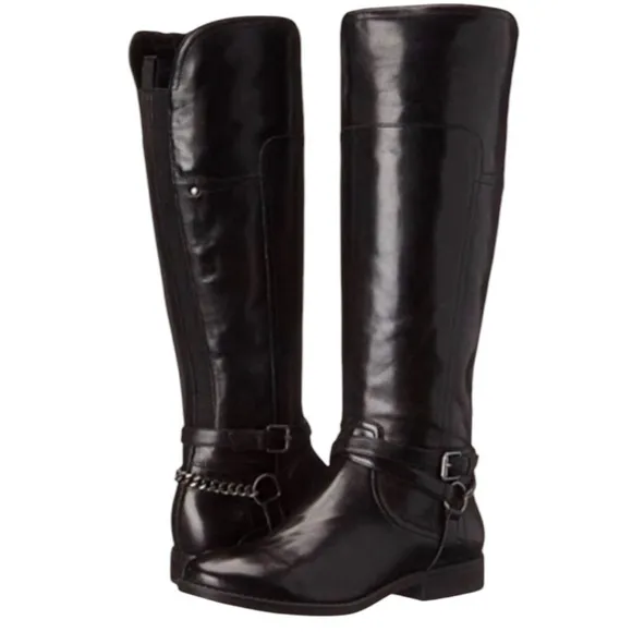 Marc Fisher Leather Alexis Black Riding Boot Size 9 WORN ONCE