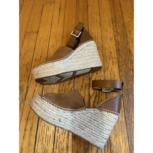 Marc Fisher LTD Adalyn Espadrille Wedge Sandals 9.5M EUC Brown