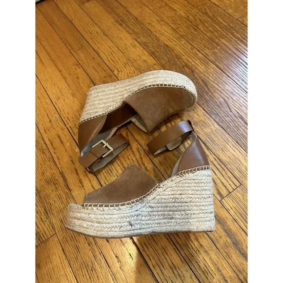 Marc Fisher LTD Adalyn Espadrille Wedge Sandals 9.5M EUC Brown