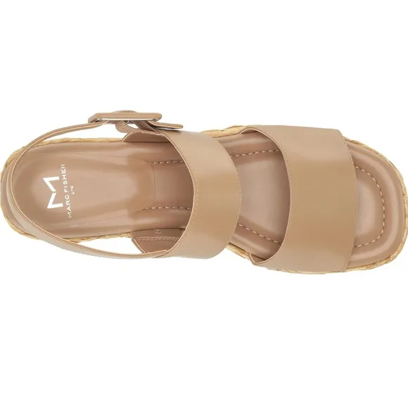 Marc Fisher LTD leather PATRYCE Platform Espadrille Sandal NWT NIB