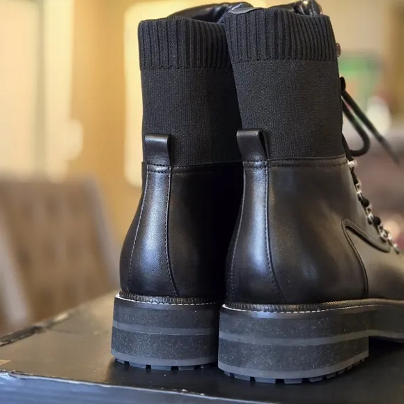 Marc Fisher Ltd MLELWA Leather Combat Boots 11M