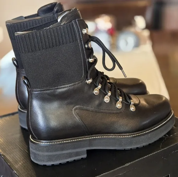 Marc Fisher Ltd MLELWA Leather Combat Boots 11M