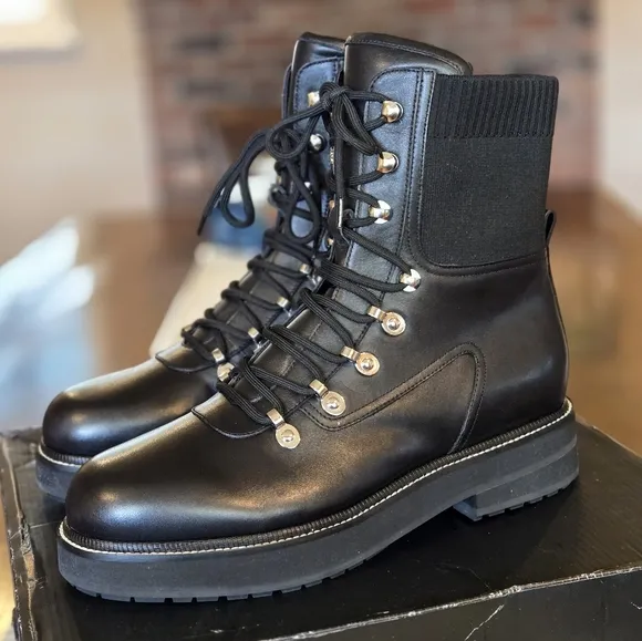 Marc Fisher Ltd MLELWA Leather Combat Boots 11M