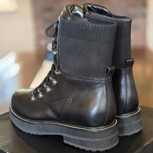 Marc Fisher Ltd MLELWA Leather Combat Boots 11M
