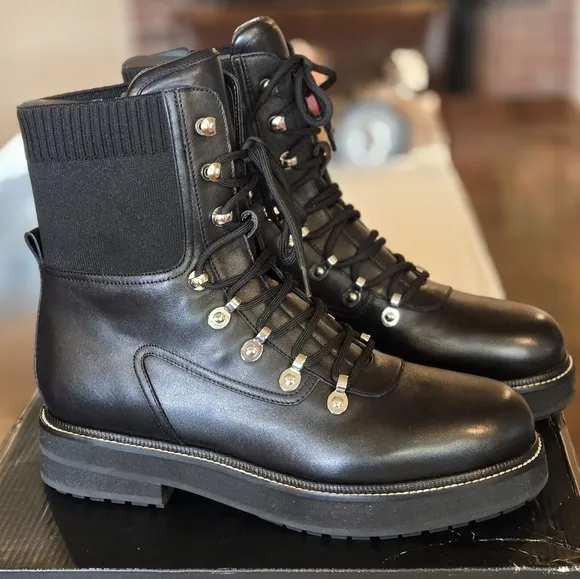 Marc Fisher Ltd MLELWA Leather Combat Boots 11M