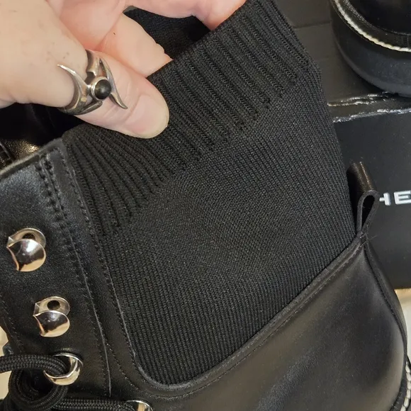 Marc Fisher Ltd MLELWA Leather Combat Boots 11M