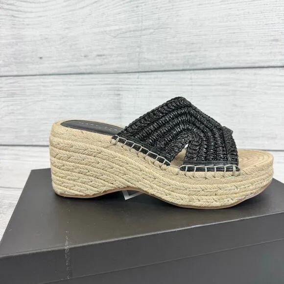 Marc Fisher LTD Women's Black Zakki Espadrille Platform Wedge Sandals Size 9