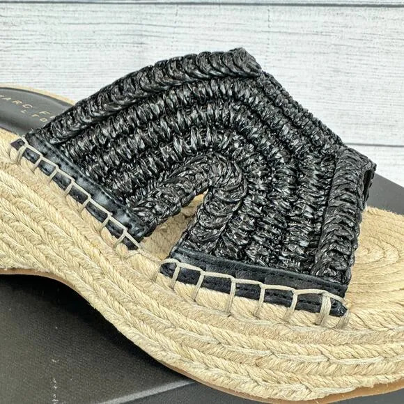 Marc Fisher LTD Women's Black Zakki Espadrille Platform Wedge Sandals Size 9