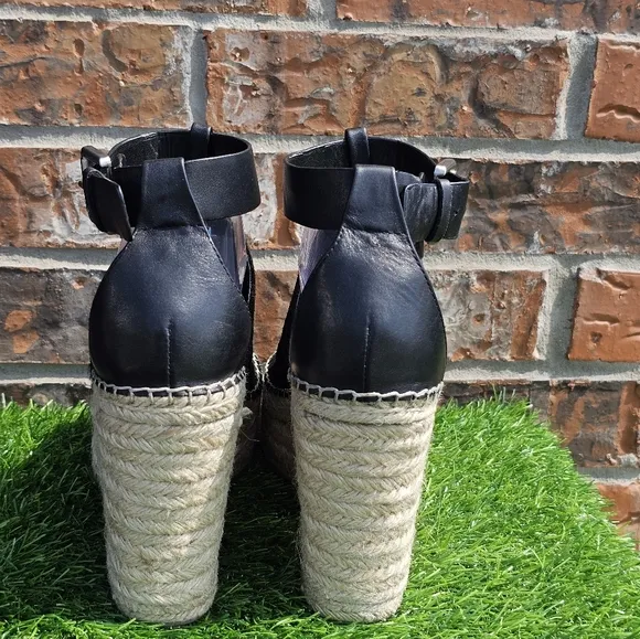 Marc Fisher Mlannie Black Suede Wedge Sandals, Women's Size 10M