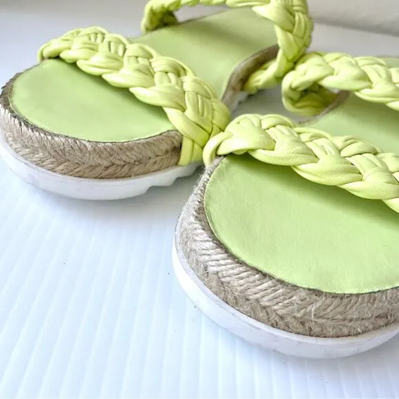 Marc Fisher Mljaimee Leather Espadrille Slide Sandals Womens Size 8 yellow