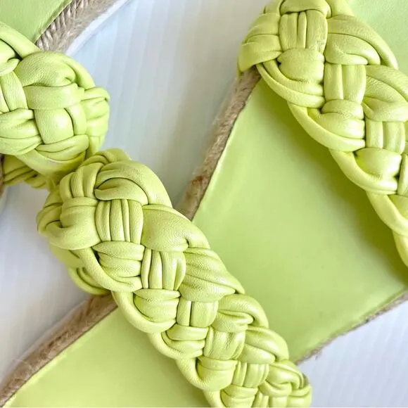 Marc Fisher Mljaimee Leather Espadrille Slide Sandals Womens Size 8 yellow