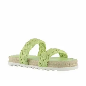 Marc Fisher Mljaimee Leather Espadrille Slide Sandals Womens Size 8 yellow