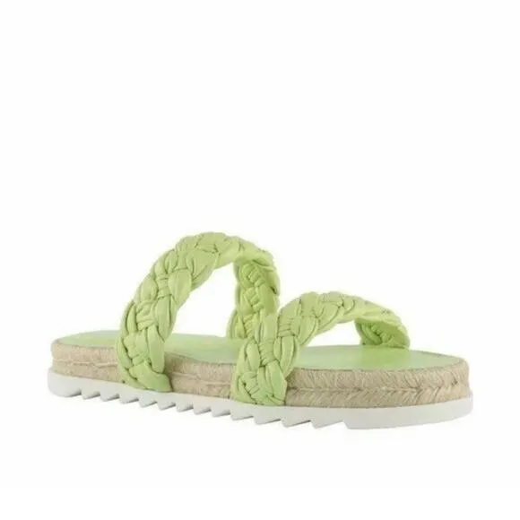 Marc Fisher Mljaimee Leather Espadrille Slide Sandals Womens Size 8 yellow