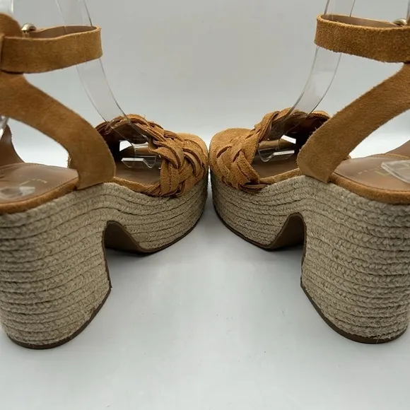 Marc Fisher Odilia Espadrille Suede Weave Ankle Strap Platform Sandals Size 8.5