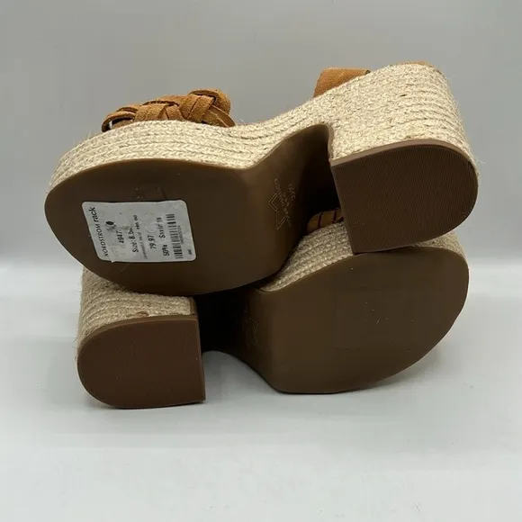 Marc Fisher Odilia Espadrille Suede Weave Ankle Strap Platform Sandals Size 8.5