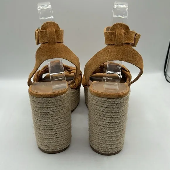 Marc Fisher Odilia Espadrille Suede Weave Ankle Strap Platform Sandals Size 8.5