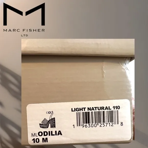 MARC FISHER Odilia Leather Upper Jute- Wrapped Platform Espadrille Wedge Sandals