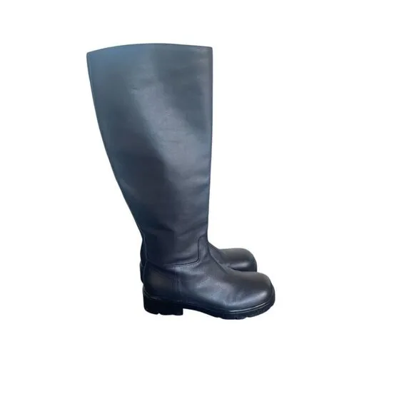 Marc Fisher Phidias Knee Hign Lug Sole Leather Boots 7.5 Black
