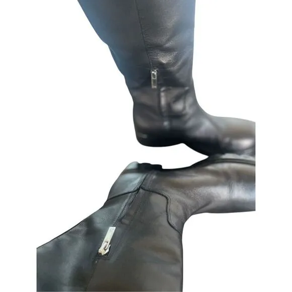 Marc Fisher Phidias Knee Hign Lug Sole Leather Boots 7.5 Black