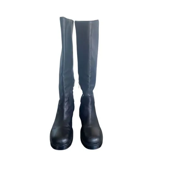 Marc Fisher Phidias Knee Hign Lug Sole Leather Boots 7.5 Black